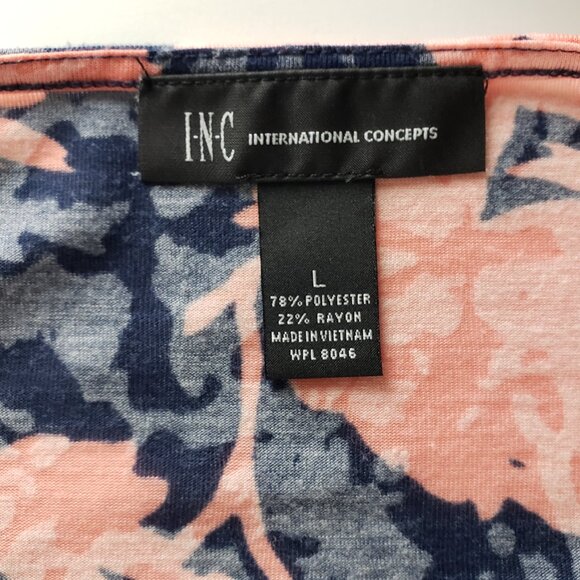 INC International Lightweight Semi Sheer Size L Top Navy Coral Pink, Runs Small - Picture 7 of 8
